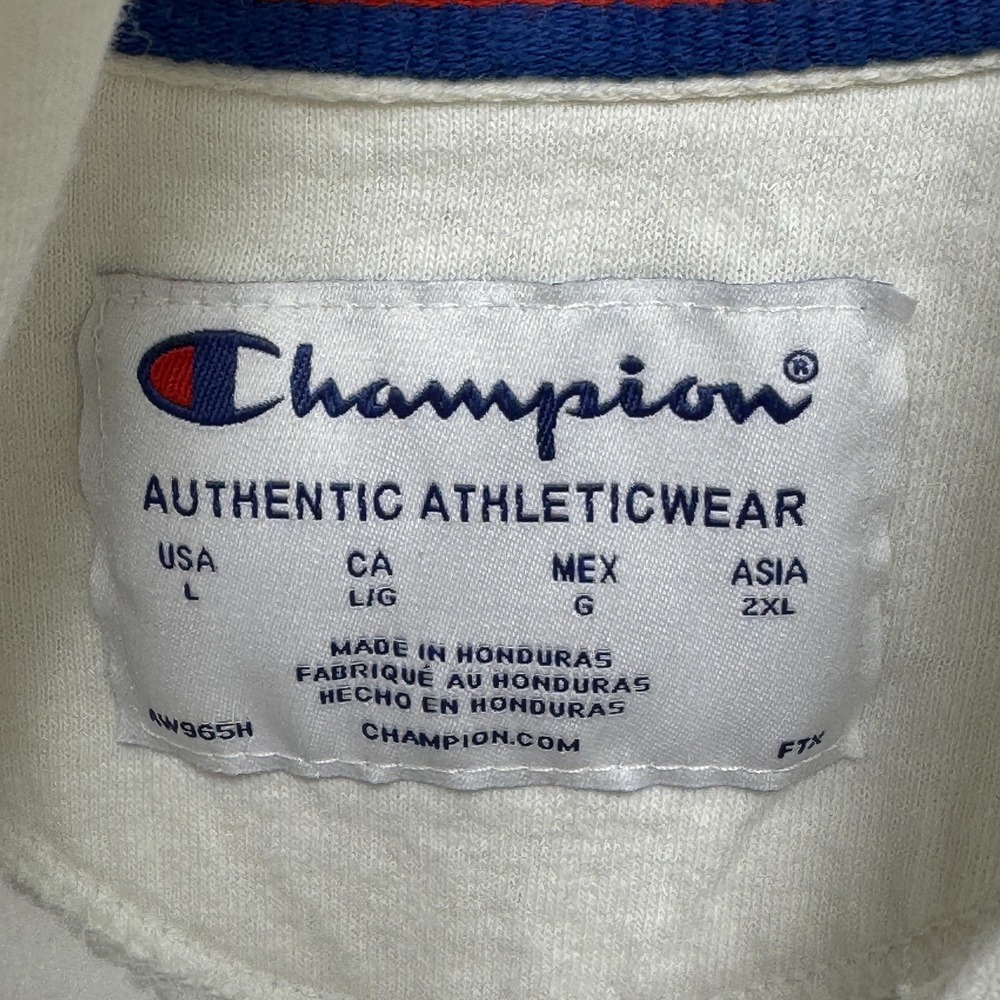Champion Hoodie Mens Large White Rainbow Graphic Pullover Fleece Sweatshirt - Picture 5 of 9